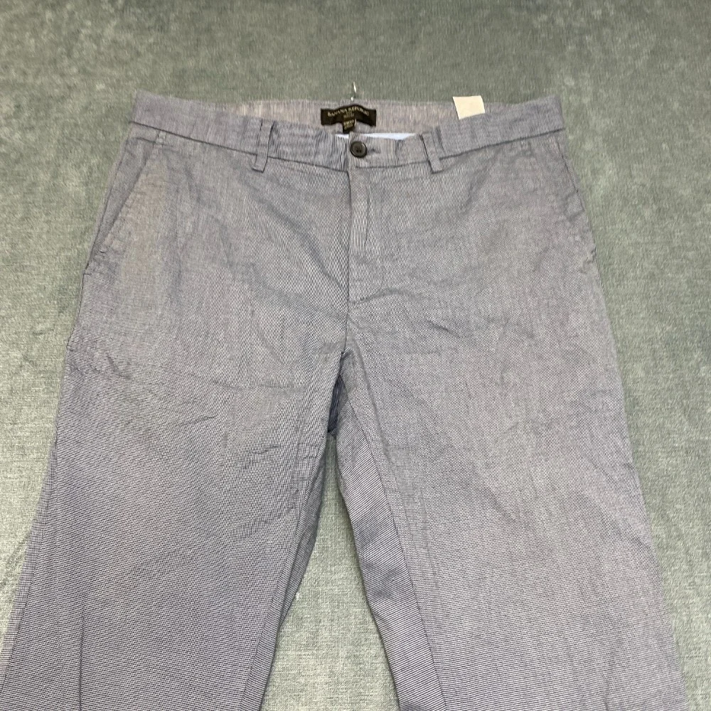 Banana Republic Slim Fit Chino Pants Mens 33x30 Blue Houndstooth Flat Front